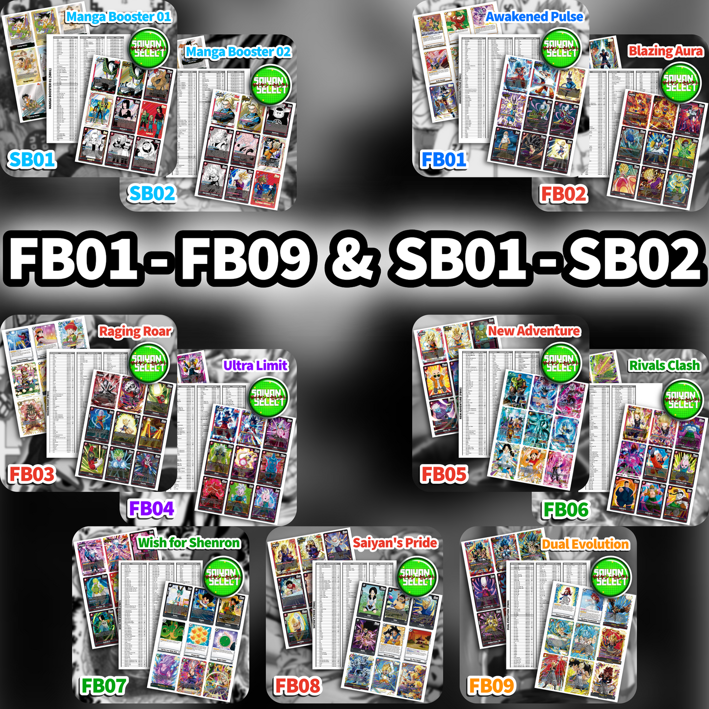 Fusion World ALL Master Sets Binder Bundle | FB01–FB09 + SB01 & SB02 | Printable Binder Placeholders & Checklists