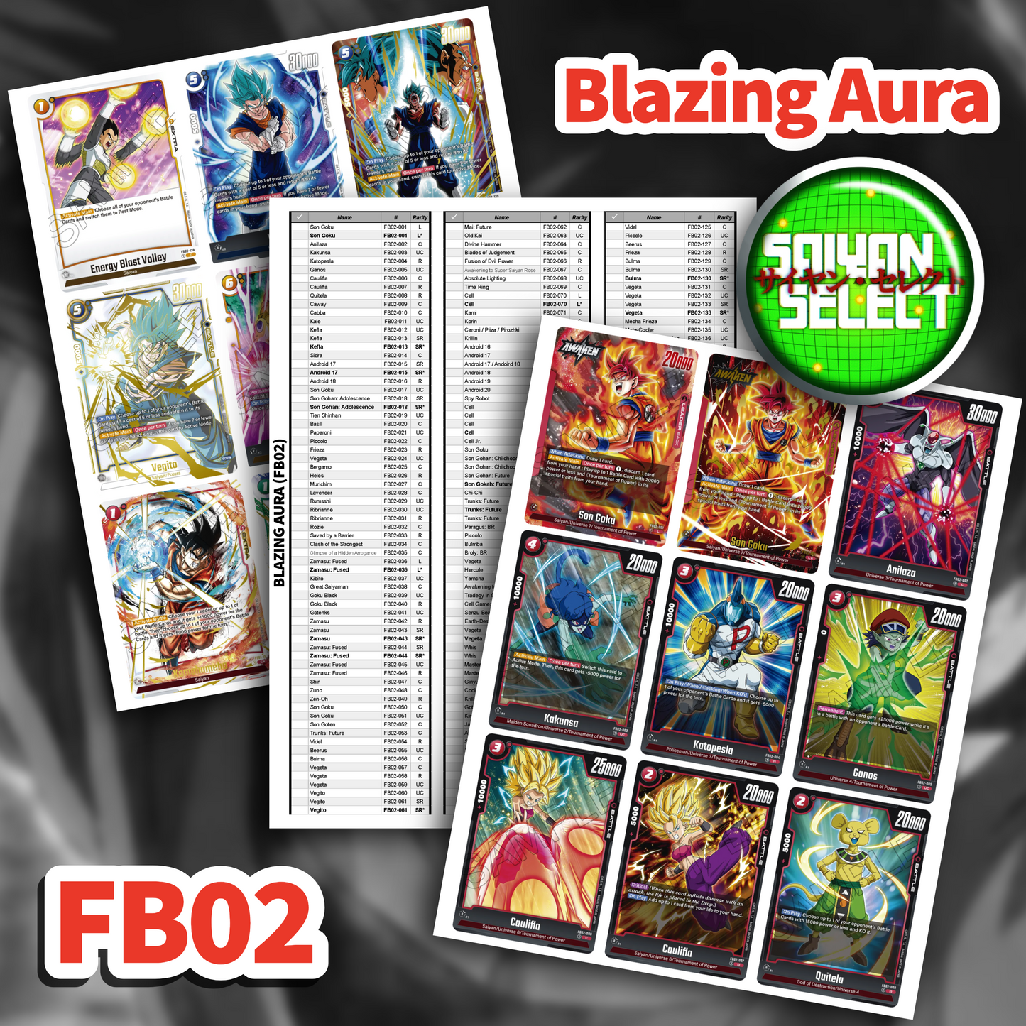 Fusion World FB02 Binder Placeholder & Checklist PDF | Blazing Aura (FB02) | Printable TCG Binder Organizer | Saiyan Select