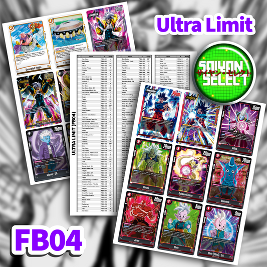 Fusion World FB04 Binder Placeholder & Checklist PDF | Ultra Limit (FB04) | Printable TCG Binder Organizer | Saiyan Select