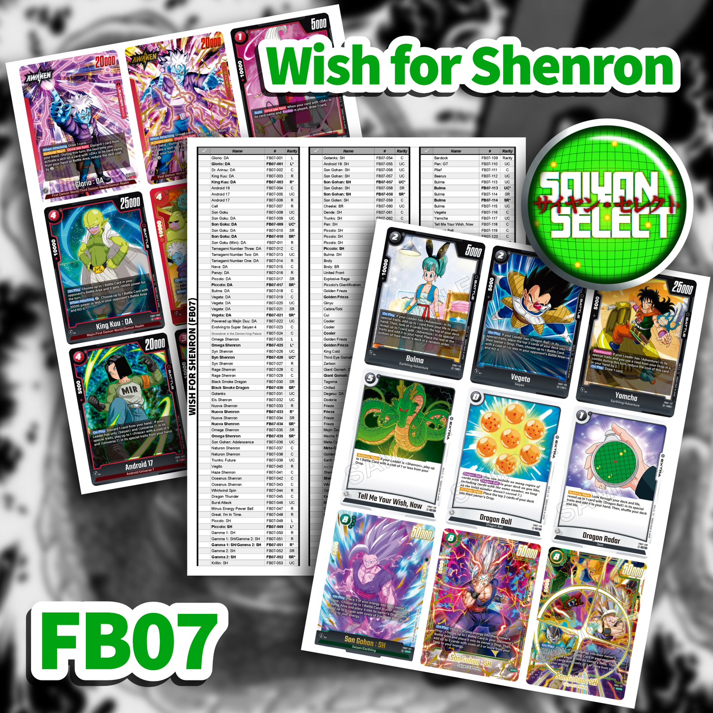 Fusion World FB07 Binder Placeholder & Checklist PDF | Wish for Shenron (FB07) | Printable TCG Binder Organizer | Saiyan Select