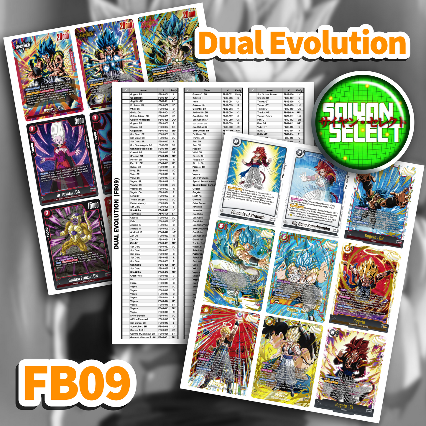 Fusion World FB09 Binder Placeholder & Checklist PDF | Dual Evolution (FB09) | Printable TCG Binder Organizer | Saiyan Select