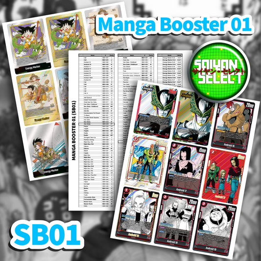 Fusion World SB01 Binder Placeholder & Checklist PDF | Manga Booster Box 01 | Printable TCG Binder Organizer | Saiyan Select